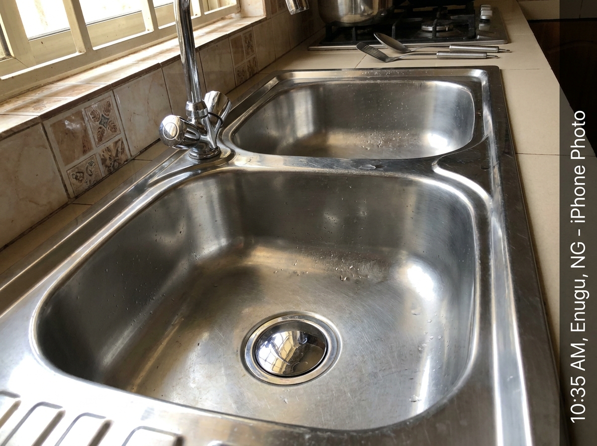 Restored kitchen sink and fixtures — customer result