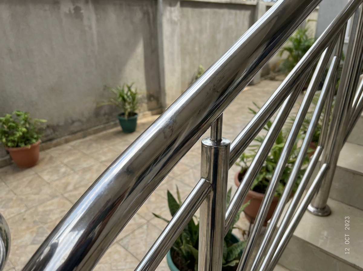 Restored stainless steel railing — customer result